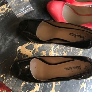 Black patent leather high heels